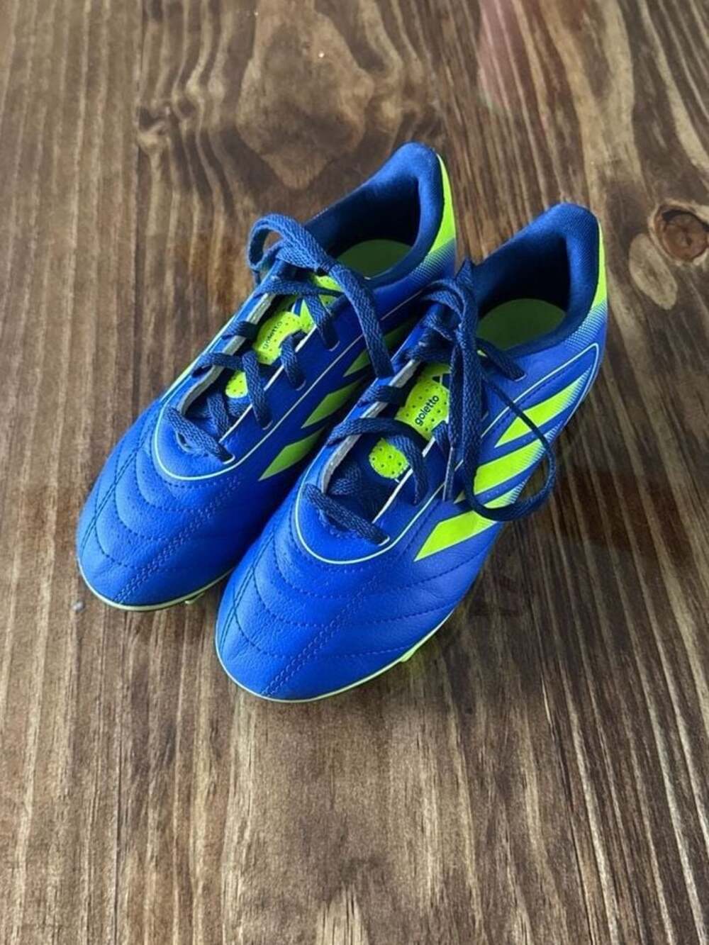 adidas Kids Goletto IX FG/MG Soccer Cleats - Lucid Blue/Lucid Lemon. Gently used
